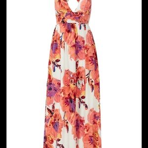 Floral Maxi Dress in Red and Purple